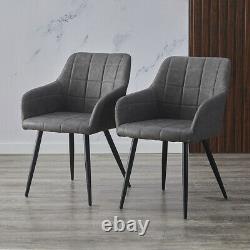 2PCS Dining Chairs Set Faux Leather Padded Metal Legs Reception Chair Armchair