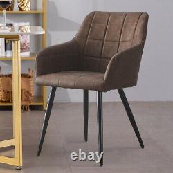 2PCS Dining Chairs Set Faux Leather Padded Metal Legs Reception Chair Armchair