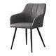 2pcs Grey Dining Chairs Upholstered Faux Leather Accent Chair Lounge Office