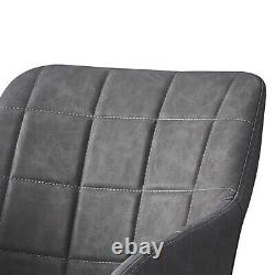 2PCS Grey Dining Chairs Upholstered Faux Leather Accent Chair Lounge Office
