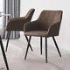 2x Brown Armchairs Faux Leather Pu Dining Chairs Kitchen Office Chair Retro