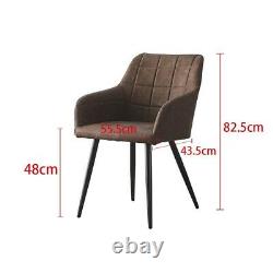 2X Brown Armchairs Faux Leather PU Dining Chairs Kitchen Office Chair Retro