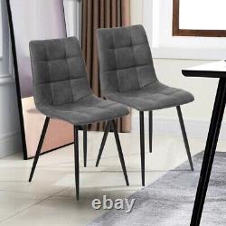 2X Faux Leather/Velvet Dining Chairs Office Chair Brown Grey Kitchen Dining Room
