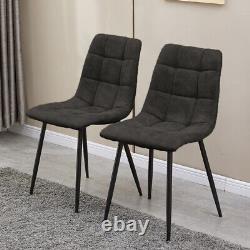 2X Faux Leather/Velvet Dining Chairs Office Chair Brown Grey Kitchen Dining Room