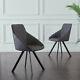 2x Grey Luxury Pu Dining Chairs Office Chairs Living Room Metal Legs Pub Chairs