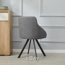 2X Grey Luxury PU Dining Chairs Office Chairs Living Room Metal Legs Pub Chairs
