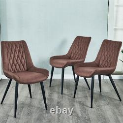 2pcs Faux Leather Dining Chairs PU Padded Metal Legs Restaurant Chair Brown Grey