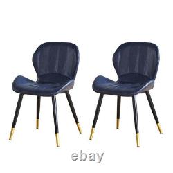 2pcs Faux Leather Dining Chairs Set Metal Legs Modern Living Room Home Office UK