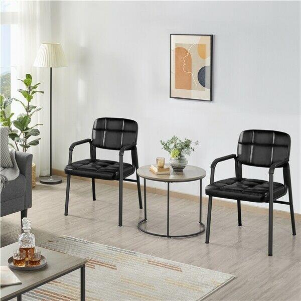 2pcs Reception Chairs Pu Leather Meeting Office Chairs Upholstered Guest Chairs