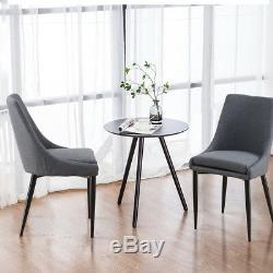 2x Dining Chairs Set Faux Leather/Fabric Covered Padded Seat Living Room Office