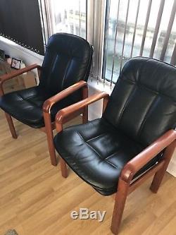 2x Dyrlund Office / Dining Leather Chairs, Denmark. 3x Pairs Available