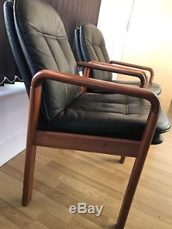 2x Dyrlund Office / Dining Leather Chairs, Denmark. 3x Pairs Available