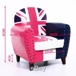 2x Leather Union Jack Tub Chair Armchair for Dining Living Room Office Reception