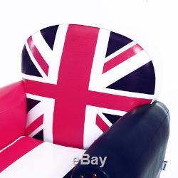 2x Leather Union Jack Tub Chair Armchair for Dining Living Room Office Reception