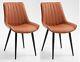 2x Modern Brown Pu Leather Dining Chair With Metal Legs / Kitchen Home Office