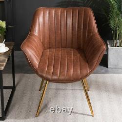 2x Retro Distressed Leather Padded Armchair Dining Chair Home Office Guest Seat