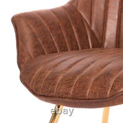 2x Retro Distressed Leather Padded Armchair Dining Chair Home Office Guest Seat