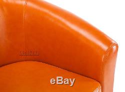 2x Shiny Leather Tub Chair Armchair Dining Living Room Office Reception Orange