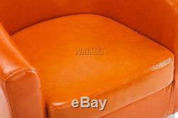 2x Shiny Leather Tub Chair Armchair Dining Living Room Office Reception Orange
