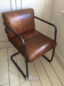3 Coach House Artsome Dining/Office Chairs Vintage Leather Look Steel Frame