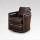 34 W Swivel Base Tub Chair Vintage Chocolate Brown Soft Leather Office Home
