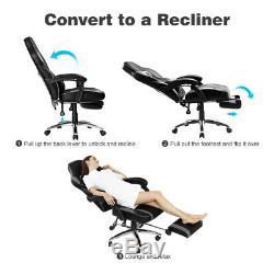 360°Swivel Executive Racing Gaming Office Chair Computer Desk Faux Leather Chair