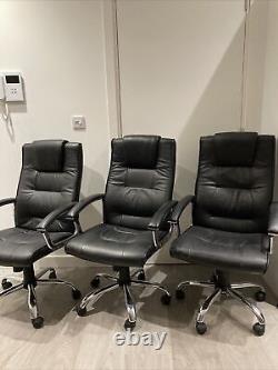 3x Oracle High Back Leather Faced Office Chair