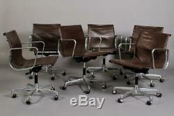 #4 EAMES ICF EA 117 BROWN LEATHER OFFICE CHAIR VINTAGE MID CENTURY 60s 70s RETRO
