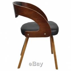 4 Leather Dining Chairs Padded Wooden Office Chair Vintage Furniture Soft Seat