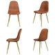 4 Pcs Leather Brown Padd Seat Furniture Kitchen Dining Office Working Chairs Set