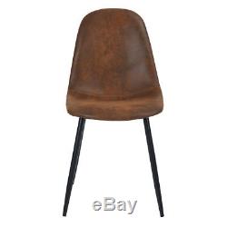 4 PCS Suede Brown Padd Seat Furniture Kitchen Dining Office Working Chairs Set