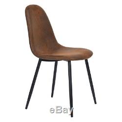 4 PCS Suede Brown Padd Seat Furniture Kitchen Dining Office Working Chairs Set