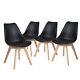 4× Tulip Eames Style Black Dining/office Chairs-solid Wood Legs-pu Padded Seat