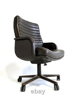 +4 Vintage Mid Century Modern Executive Office Leather Metal Steelcase Chair MCM