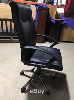 4 X Black Faux Leather Office Desk Chairs Quality Hardly Used Great Cond DH7