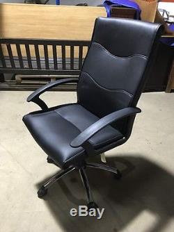 4 X Black Faux Leather Office Desk Chairs Quality Hardly Used Great Cond DH7