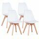 4 X Dining Chair Tulip Chairs Wooden Legs Office Kitchen Home Padded Seat White