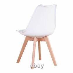 4 x Dining Chair Tulip Chairs Wooden Legs Office Kitchen Home Padded Seat WHite