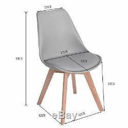 4 x Tulip Style Dining Chair Office Chair With Solid Wood Legs Padded Seat Grey