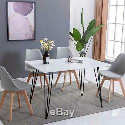 4 x Tulip Style Dining Chair Office Chair With Solid Wood Legs Padded Seat Grey