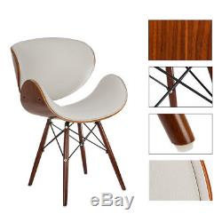 4PCS Eiffel Retro Dining Lounge Office Chairs Wood Leg Faux Leather Padded Seat