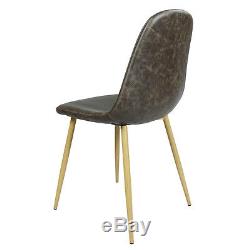 4PCS LivingRoom Kitchen Dining Chairs Charles Retro Style PU Leather Decor Chair