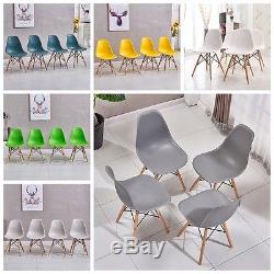 4X Retro Design DSW Dining Chairs Wooden Legs Dining Room Office Lounge Chairs