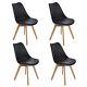 4x Charles Eames Style Dining Chairs With Solid Crossed Oak Wood Leg Base Office