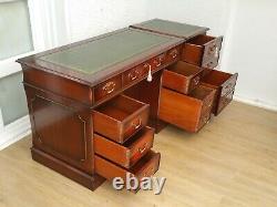 4x2ft LEATHER TOP CAPTAINS DESK + FILING CABINET + CHESTERFIELD OFFICE CHAIR