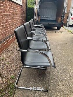 5 x Leather Chairs, Office, Conference Meeting Boardroom Chrome Frames
