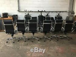 6 Black And Chrome Faux Leather Computer Office Chair Swivel / Adjustable