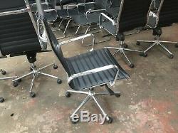 6 Black And Chrome Faux Leather Computer Office Chair Swivel / Adjustable