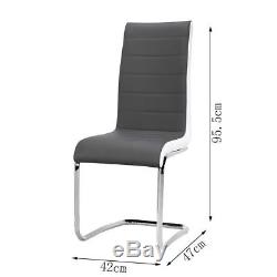 6 Dining Chairs Faux Leather Chrome Legs High Back Lounge Office Chair Furniture
