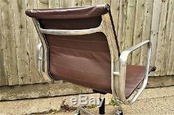 #6 EAMES ICF EA 117 BROWN LEATHER OFFICE CHAIR VINTAGE MID CENTURY 60s 70s RETRO